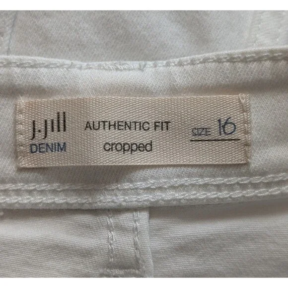 J Jill Denim Size 16 Authentic Fit Cropped White Stretch Jeans Cuffed Preppy - Picture 4 of 12